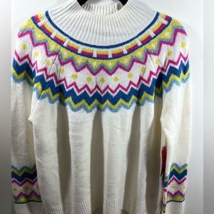 🆕Vince Camuto>Soft stretch neck zig zag design ski sweater - NWT